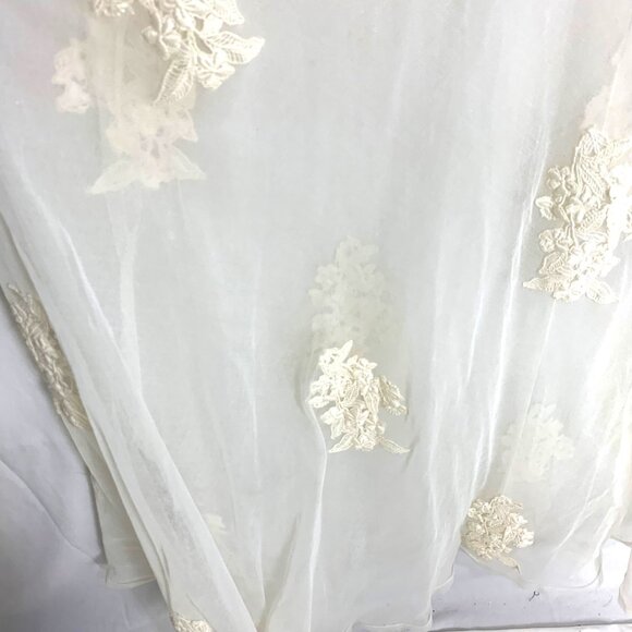 Vintage 80s Wedding Bridal Shift Nightgown Swing Maxi Alencon Lace Tulle Size M - Picture 11 of 11